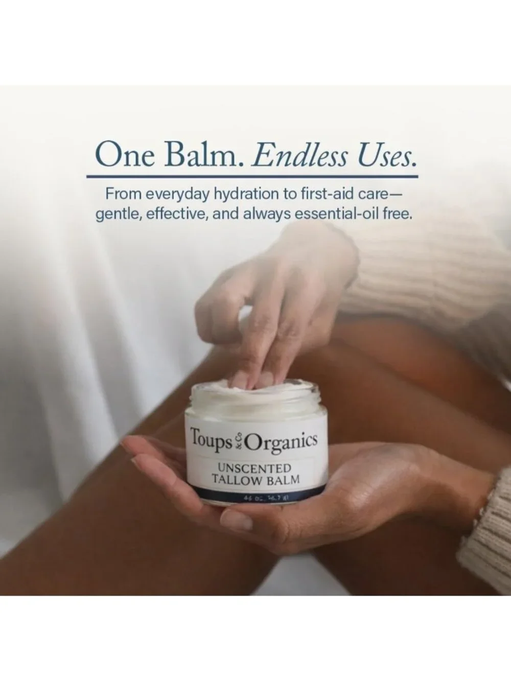 Unscented Grass-Fed Tallow Balm for Face & Body | Fragrance-Free Moisturizer | 2
